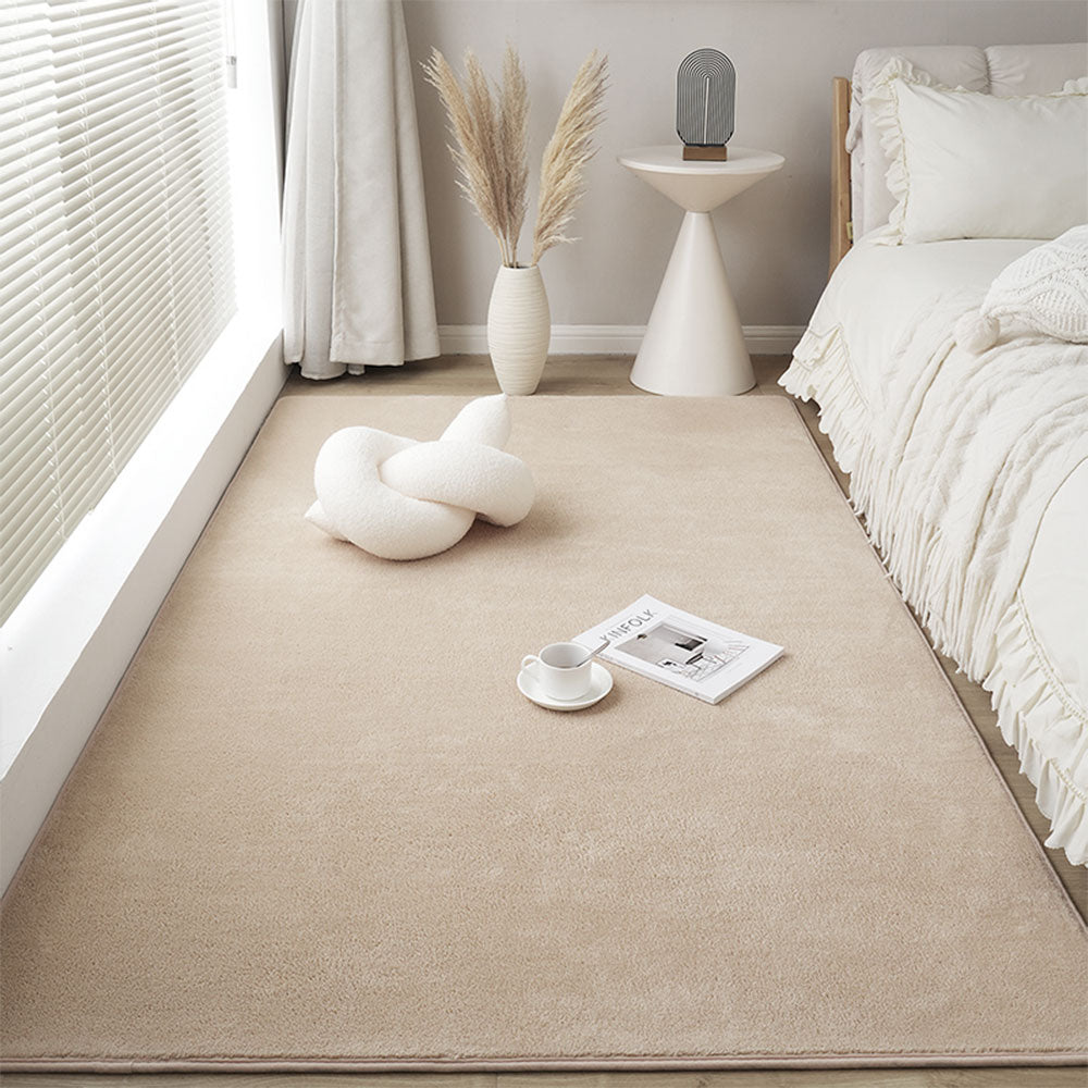 Coral Fleece Soft Carpet Fast Rebound Sponge Floor Mat-Camel