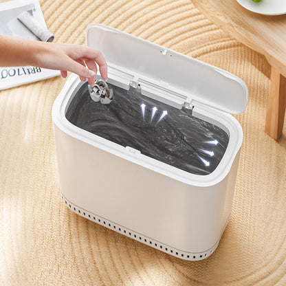 Household Adsorption Trash Can with Lid for Bathroom - White