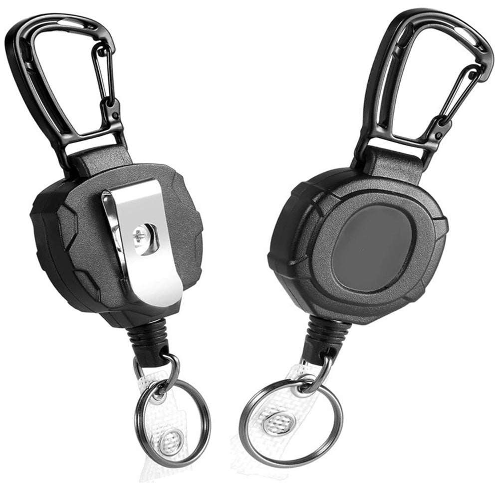 2 Pcs Retractable Keychain Carabiner Badge Key Holder