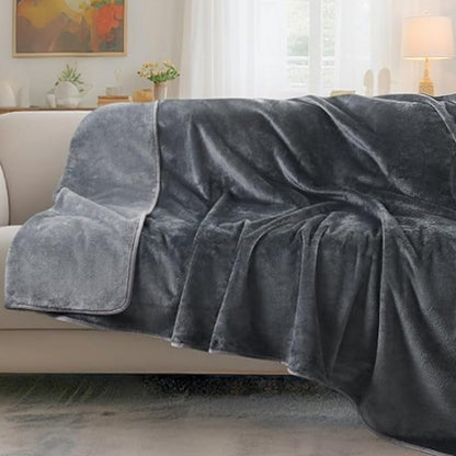 Water-Resistant Reversible Flannel Blanket-Grey