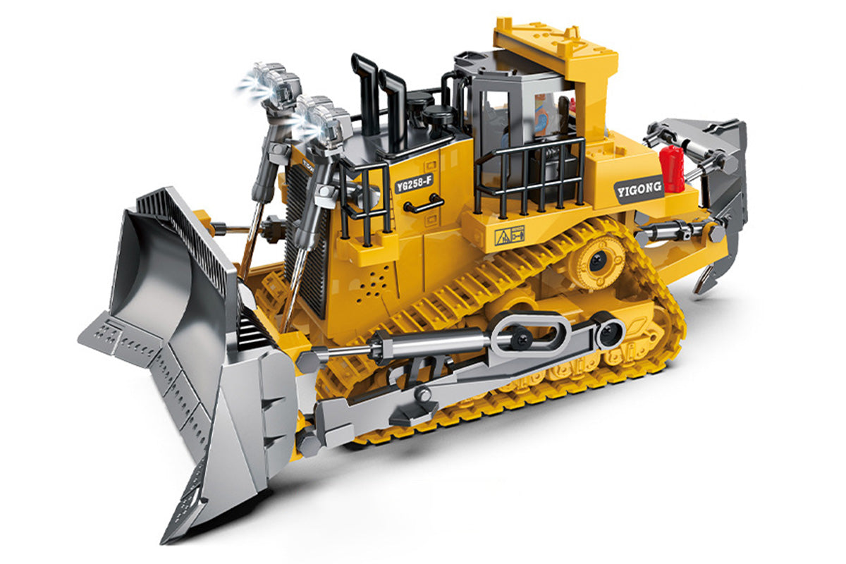 9 Channel 2.4GHz RC Bulldozer Toy Track Type Tractor Toys With Lights And Sound Construction Play Toys
