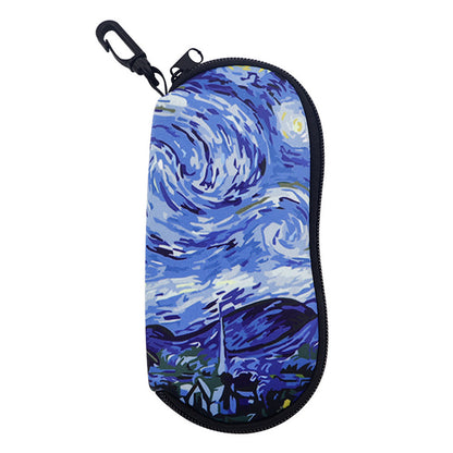Glasses Case Scratch-Resistant Zipper Sunglasses Pouch for Travel-Blue