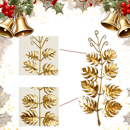 40 Piece Artificial Gold Christmas Leaves in 10 Designs for DIY Crafts