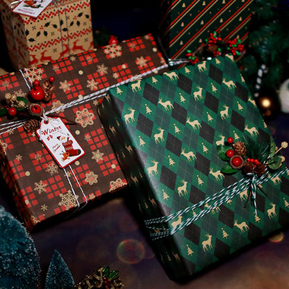 6 Sheet Christmas Gift Wrapping Paper Set Retro Christmas Wrapping Paper