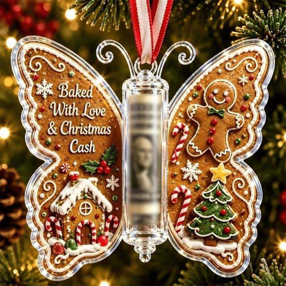 4Pcs Christmas Money Holder Ornaments Butterfly Cash Gift Hanging Decorations for Tree