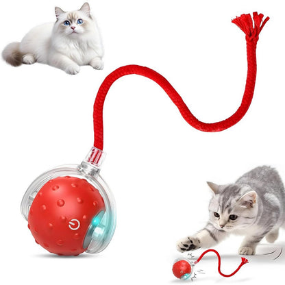 Interactive Cat Toys Balls with Birdsong 360-degree Smart Automatic Rolling Ball-Red