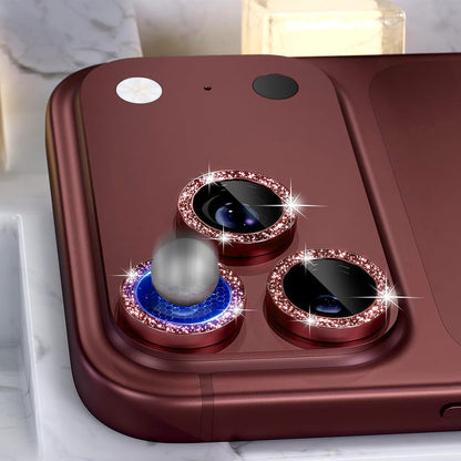 Glitter Camera Lens Protector for iPhone 18 Pro Max Alumina Glass Lens Cover Red