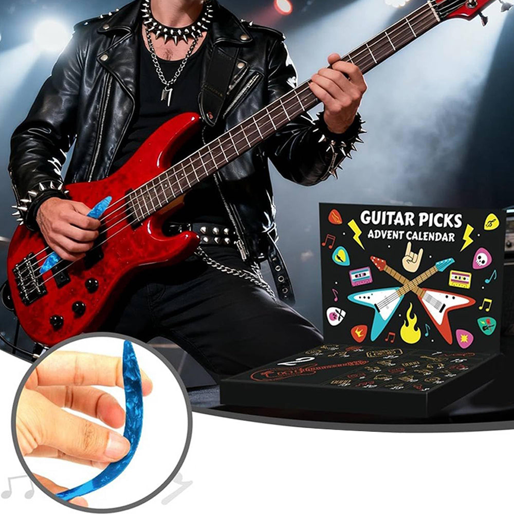 Guitar Pick Christmas Advent Calendar with Pick Holder and Metal Case