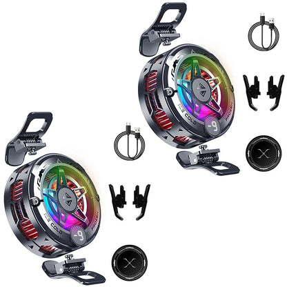 2 Pack Semiconductor Phone Cooler RGB Easy Attached Clip-On Cooling Fan with Digital Display