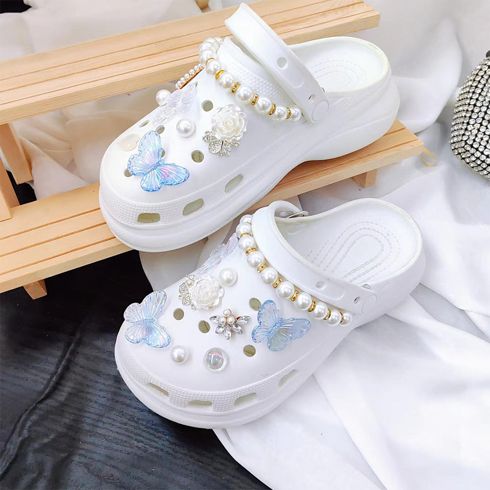 Butterfly Flower Pearl Shoe Charms Set DIY Shoe Accessories