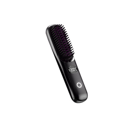 USB Rechargeable Hair Straightening Brush -Black