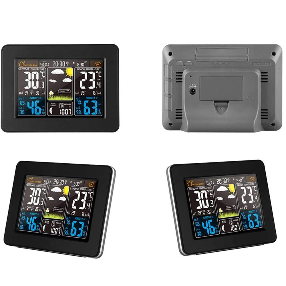 Weather Station Wireless Thermometer Digital Thermometer with Remote Sensor-Black