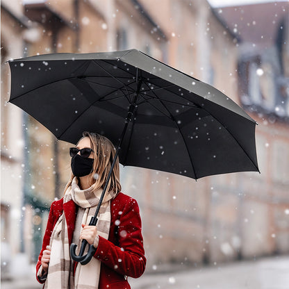 Auto Open Double-Layer Golf Umbrella Windproof 30-Inch - Black