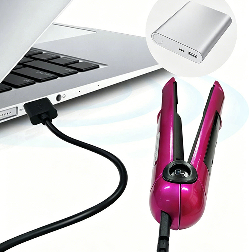 2 in 1 Portable Cordless Hair Straightener and Curling Iron
