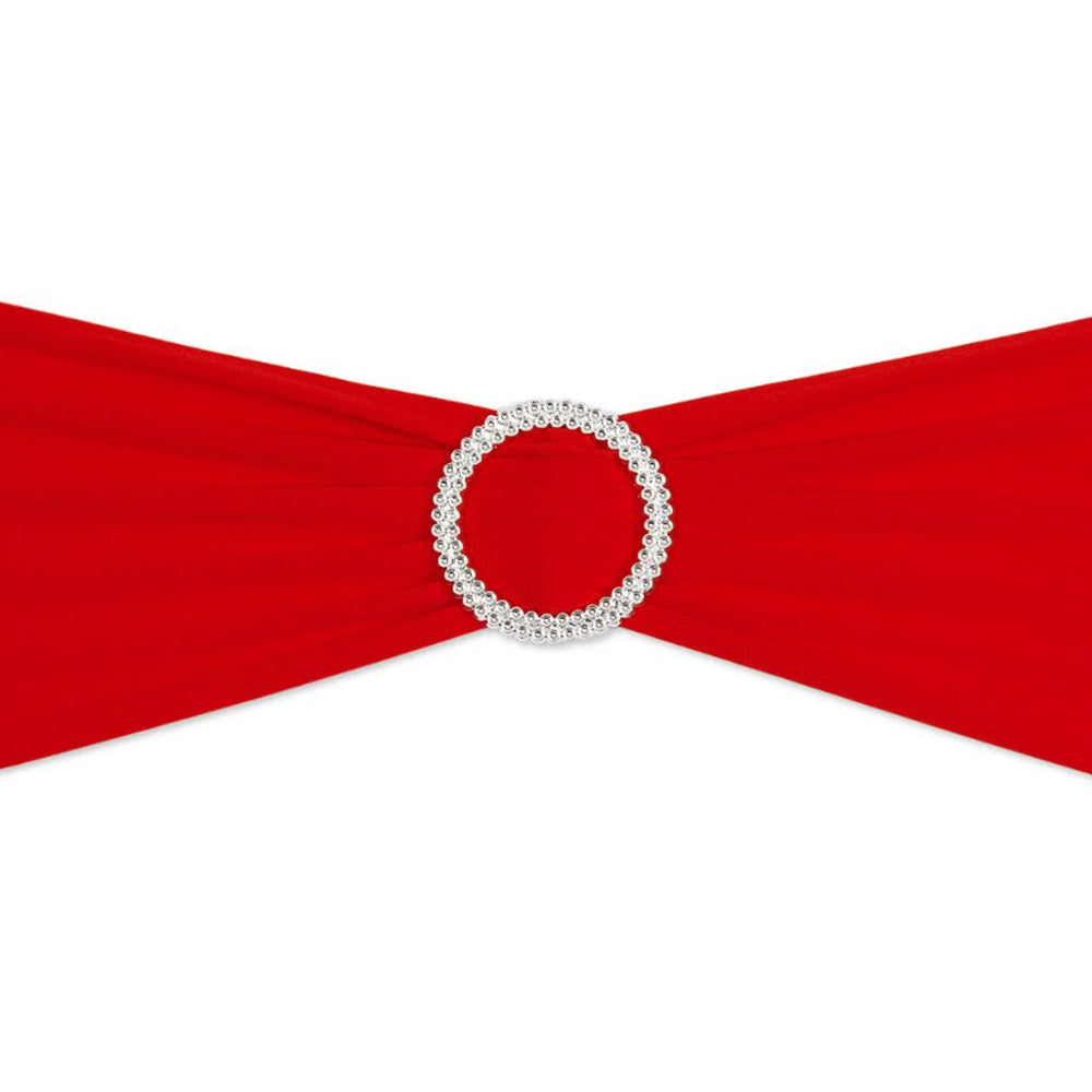 Elastic Chair Sashes Bows with Buckle Spandex Chair Bands - Red