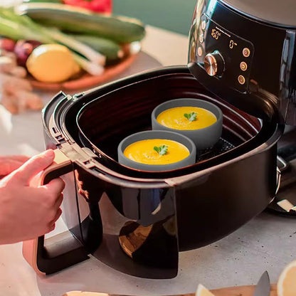 2Pcs Air Fryer Egg Mould Steam Egg Bowl SIlicone Muffins Cake Mold Baking Mold Grey