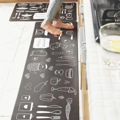 2-Piece Leather Kitchen Floor Mat Set
