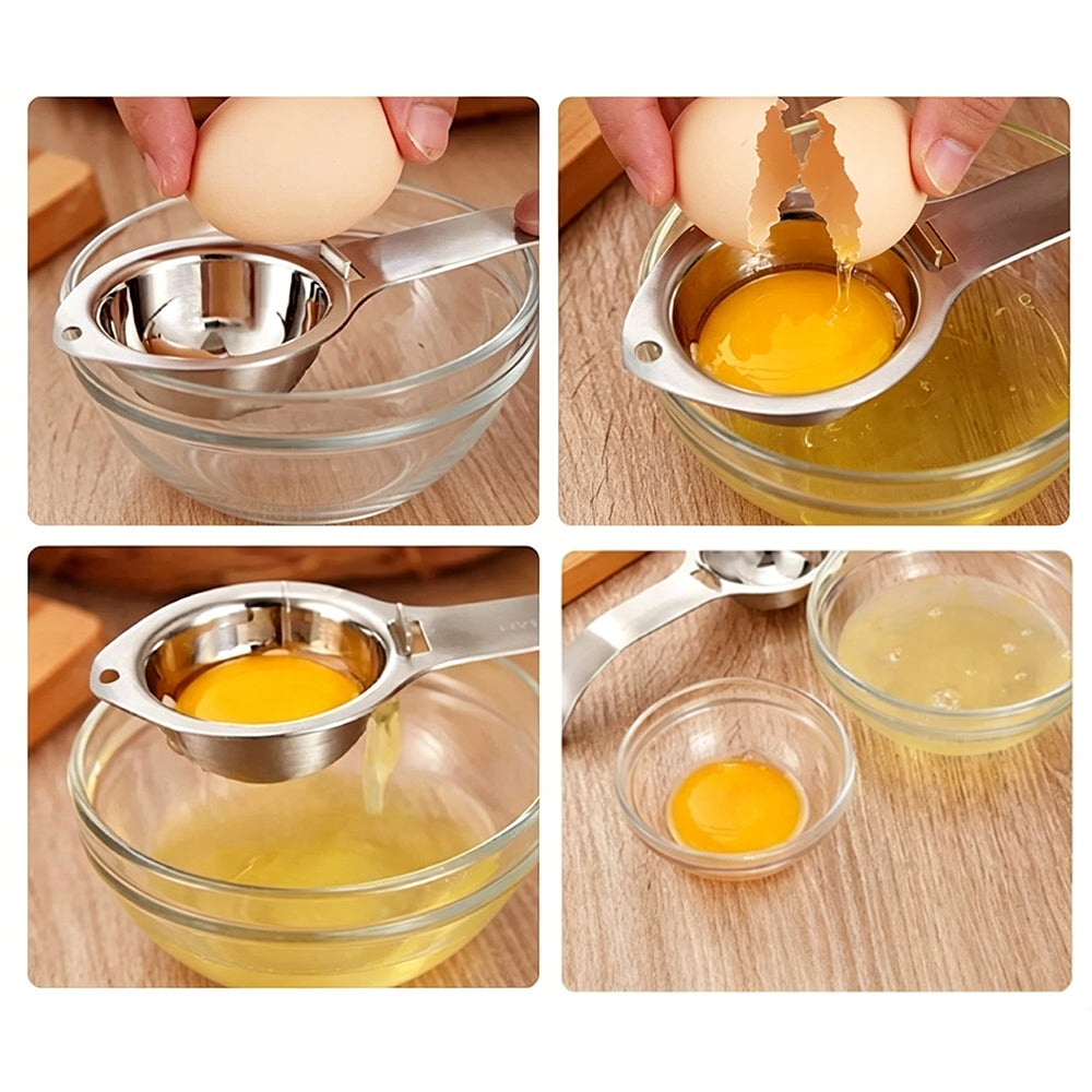 304 Stainless Steel Egg Yolk Separator 3 Hole Coil Egg Separator with Side Hooks