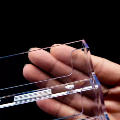 4Pcs Business Card Holder for Desk Clear Plastic Business Card Display Stand