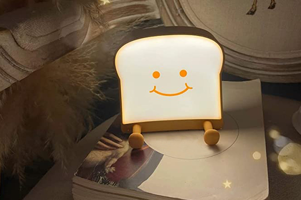 Cute Toast Bread LED Night Lamp Rechargeable Portable bedroom Bedside Sleep Lamp-Smile