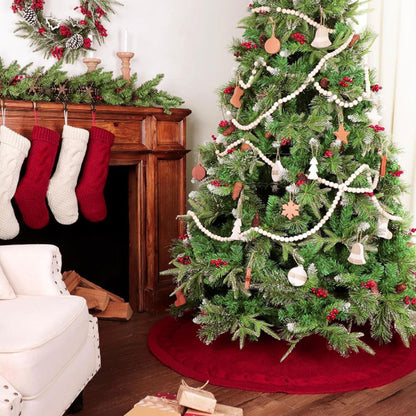Knitted Christmas Tree Skirt Wine Red Xmas Tree Skirt Knitting Christmas Tree Decorations