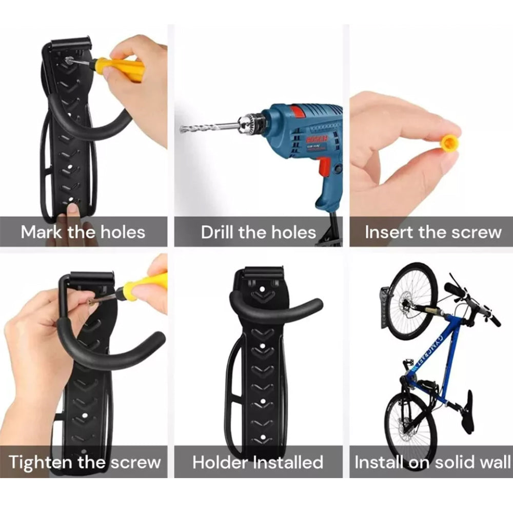 2Pcs Bicycle Wall Rack Mount Adjustable Bike Garage Stand Holder Storage Hanger Hooks