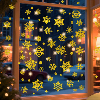 Christmas Window Clings ¨C Snowflakes Static Stickers in Gold and Silver for Holiday Decorations Style 1