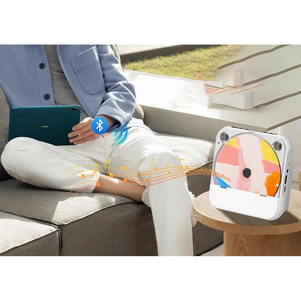 External Portable CD Player for Car with USB and AUX Port USB CD Player-White