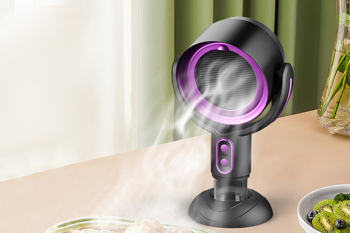 Portable Smoke Purifier Fan Removes Odors Dust Smoke for Cooking and Camping BBQ -BlackPurple