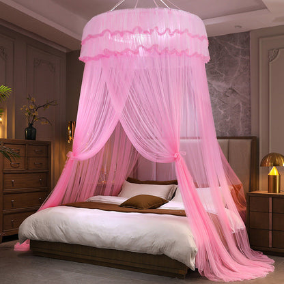 Lace Bed Canopy Drapes Dome Mosquito Net Hanging Bed Curtain Pink