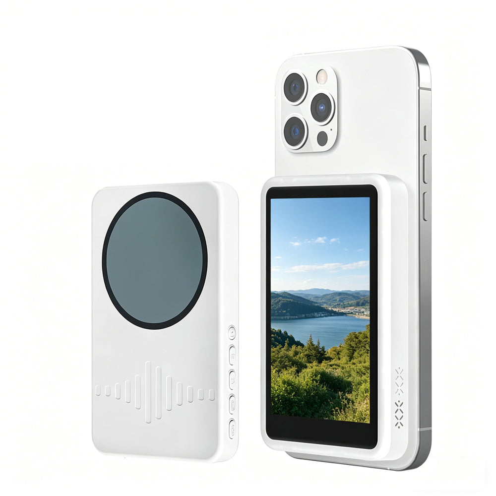 Wireless Selfie Monitor Screen for iPhone 4K 60fps Recording Back Camera-White