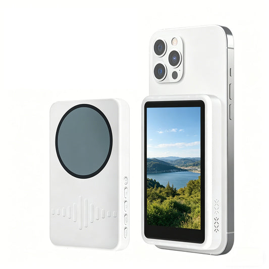 Wireless Selfie Monitor Screen for iPhone 4K 60fps Recording Back Camera-White