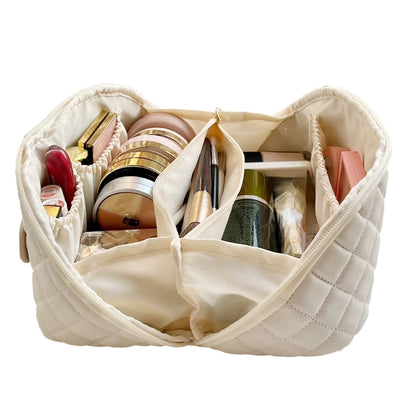 Women Cosmetic Bags Travel Cosmetic Bag For Women PU Leather Skincare Bags Toiletry Bag -White
