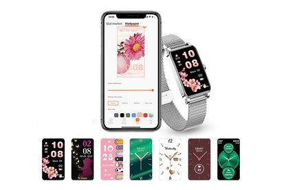 Smart Watch Women Fitness Tracker Sport Bracelet for Android iOS Phones-Silver