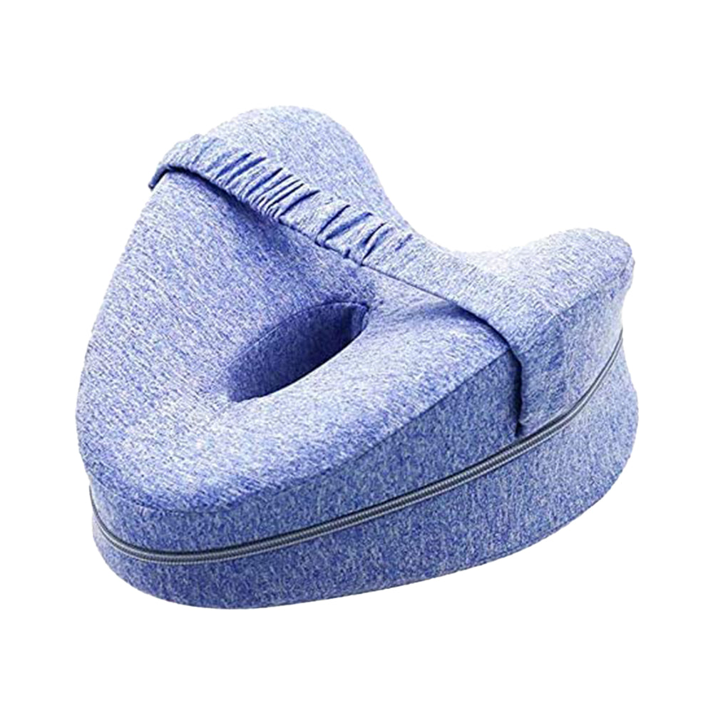 Leg Knee Pillow Memory Foam Knee Support Cushion with Washable Cover for Side Sleeper-Blue