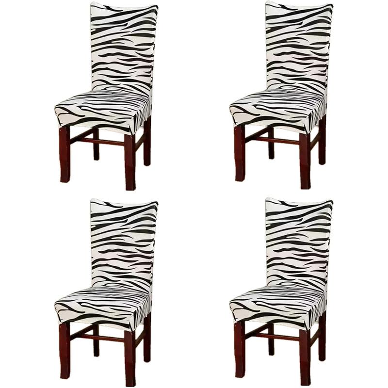 Zebra Printed Stretch Dining Chair Covers Removable Soft Chair Protector Dining Chair Slipcovers Home Decor for Home Kitchen Hotel Party Wedding Dining Room