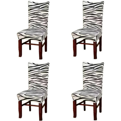 Zebra Printed Stretch Dining Chair Covers Removable Soft Chair Protector Dining Chair Slipcovers Home Decor for Home Kitchen Hotel Party Wedding Dining Room