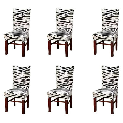 Zebra Printed Stretch Dining Chair Covers Removable Soft Chair Protector Dining Chair Slipcovers Home Decor for Home Kitchen Hotel Party Wedding Dining Room