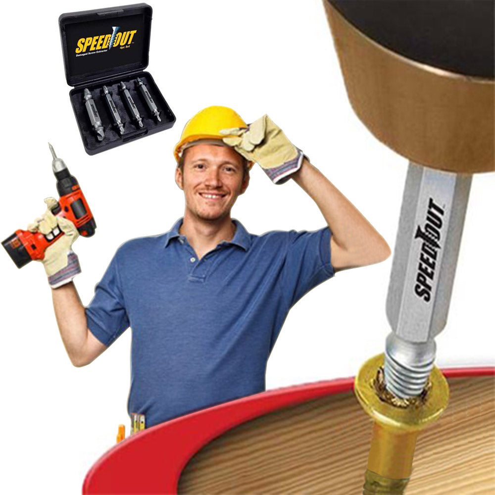 4Pcs Piece Damaged Screw Extractor Remover Easy Set Easy Out Broken Screw Bolt Kit