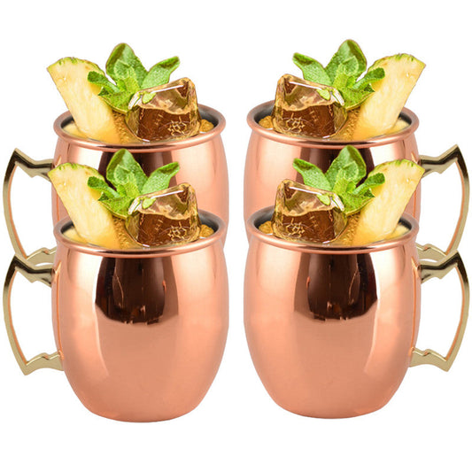 4 X Smooth Texture Moscow Mule Stainless Steel Copper Finished Mugs Ice Cold Drinking Cups