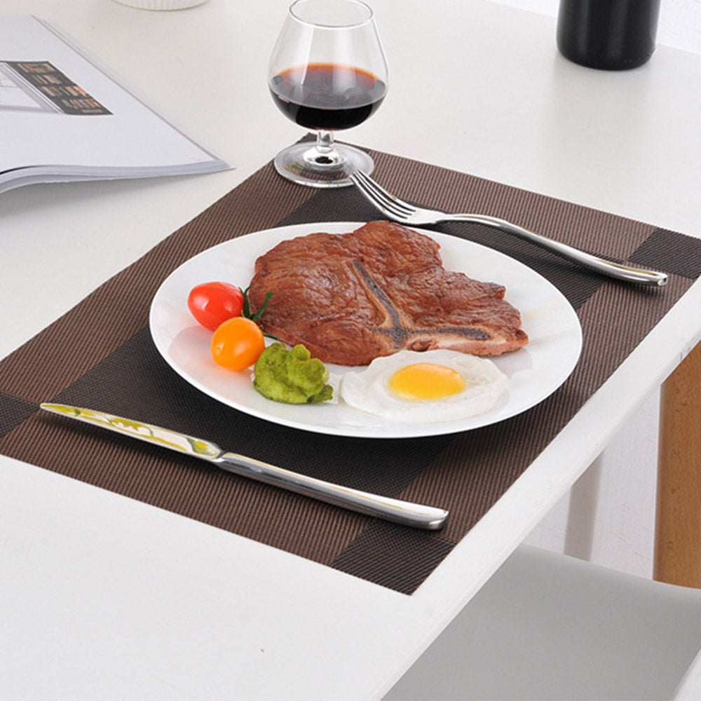 4Pcs Woven Vinyl Non-slip Insulation Placemats Silver