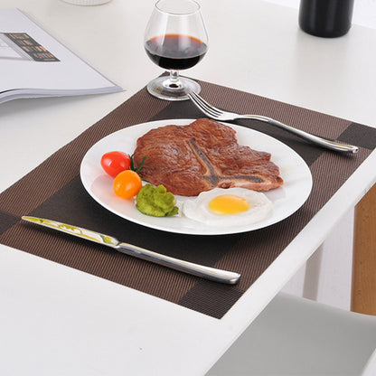 4Pcs Woven Vinyl Non-slip Insulation Placemats Silver