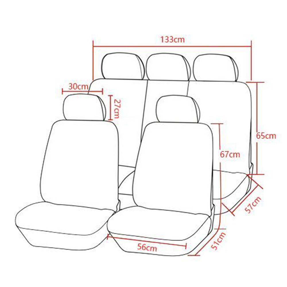 9PCS Car Seat Covers Universal Car Seat Protector Protection Cover Grey