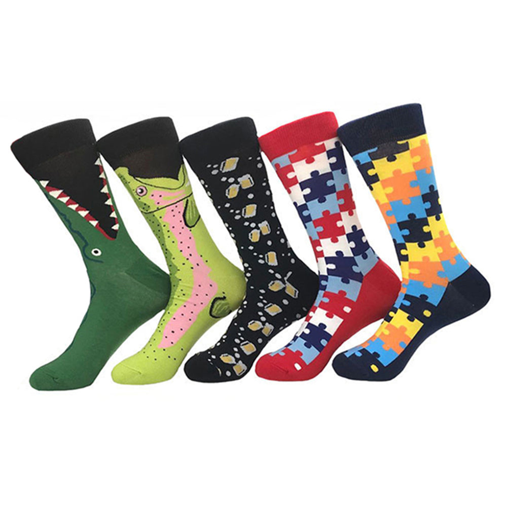 5 Pairs of Men Novelty Socks Fruit Animal Pattern Colourful Pattern Socks Set