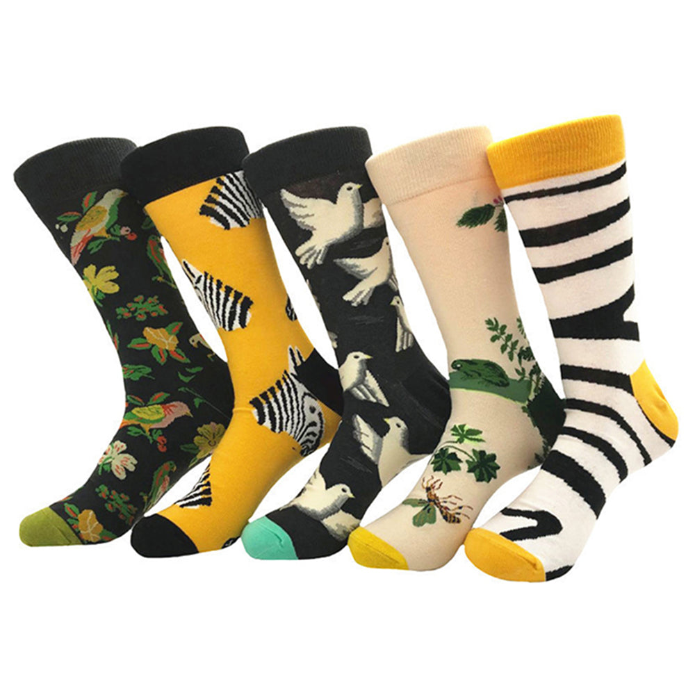 5 Pairs of Men Novelty Socks Fruit Animal Pattern Colourful Pattern Socks Set