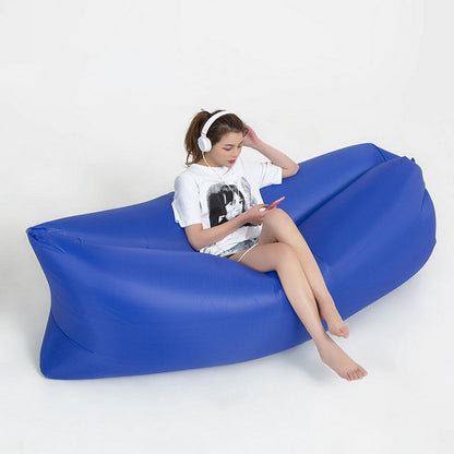 Portable Inflatable Sofa Camping Beach Lazy Lounger Sleeping Bag Dark Blue Color