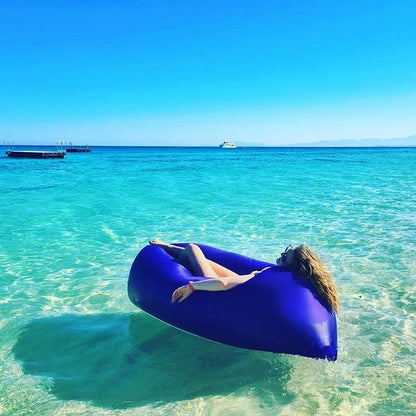 Portable Inflatable Sofa Camping Beach Lazy Lounger Sleeping Bag Dark Blue Color