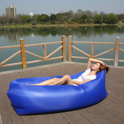 Portable Inflatable Sofa Camping Beach Lazy Lounger Sleeping Bag Dark Blue Color