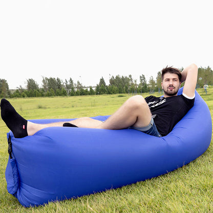 Portable Inflatable Sofa Camping Beach Lazy Lounger Sleeping Bag Dark Blue Color