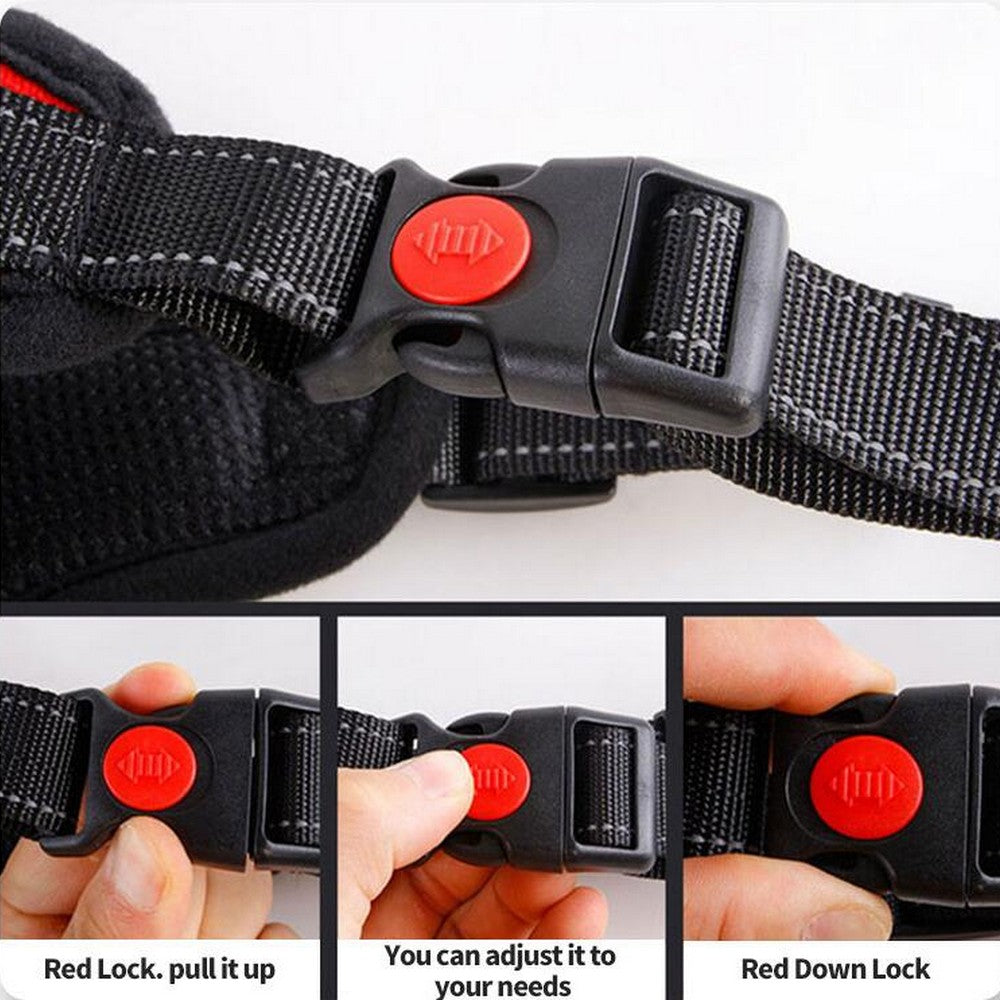 Adjustable Extra Large Dog Harness Reflective Breathable Pet Vest-Red